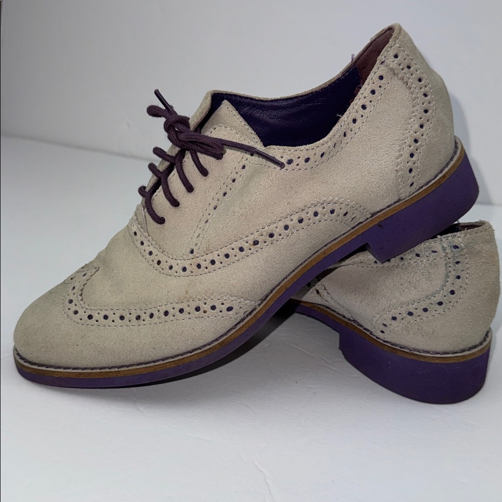 Cole Haan Alisa Oxford Shoe Women's 7 Purple Suede Leather Wingtip